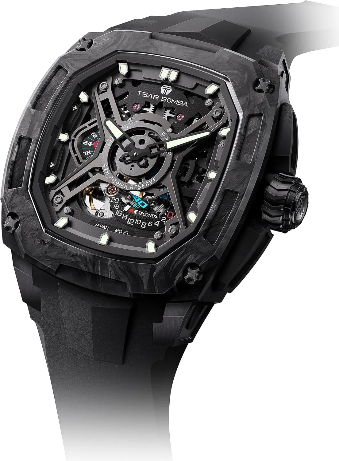 for homesick Man Mens Automatic Watches Luxury Skeleton Mechanical Wristwatch for Men 50M Waterproof Fashion Square Clock Gift 