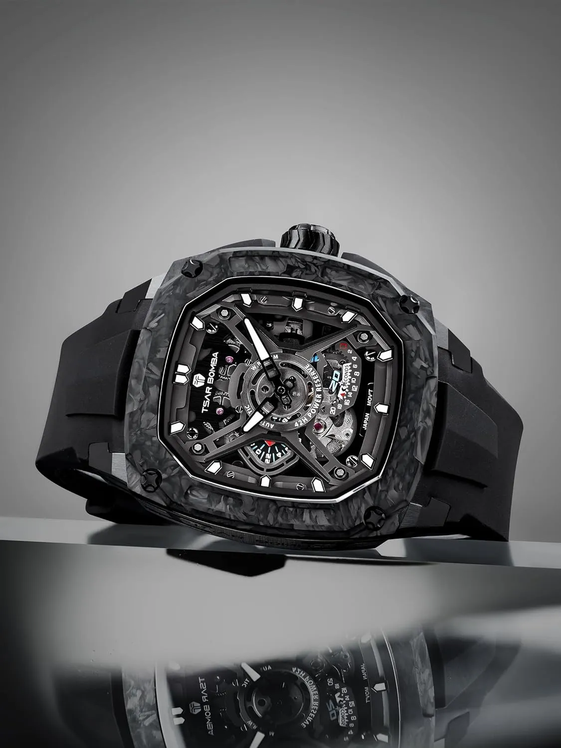 for homesick Man Mens Automatic Watches Luxury Skeleton Mechanical Wristwatch for Men 50M Waterproof Fashion Square Clock Gift 