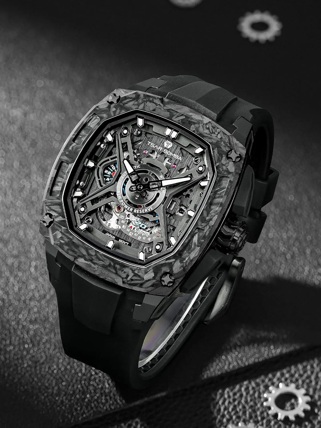 for homesick Man Mens Automatic Watches Luxury Skeleton Mechanical Wristwatch for Men 50M Waterproof Fashion Square Clock Gift 