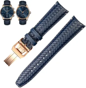 For lobby domesticate IWC IW344205 Portuguese Chronograph Pilot Portofino Folding Buckle Strap 22mm 20MM Blue Black Watchbands Woven Cowhide Leather Watchband 