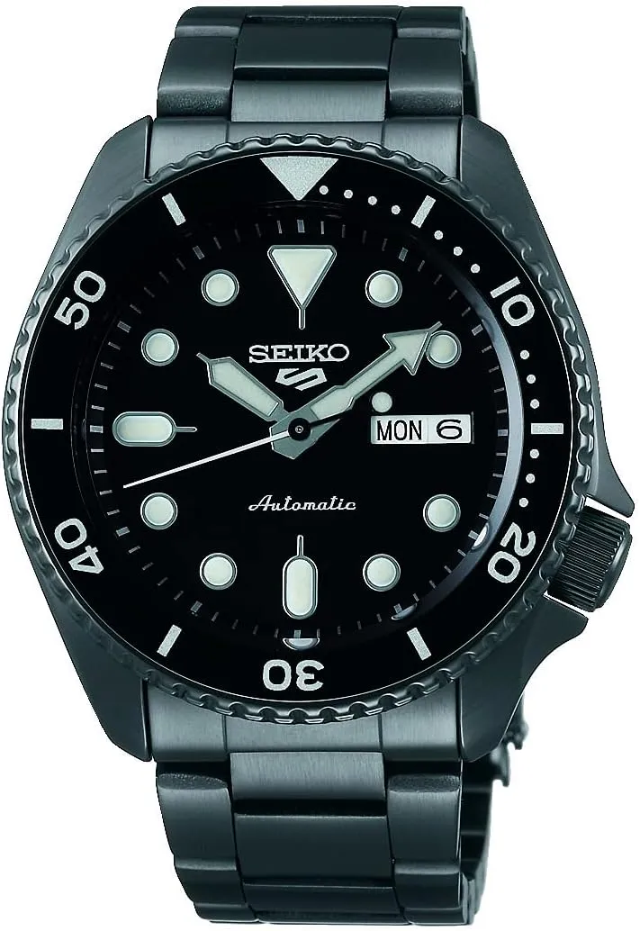for Men - 5 Sports - cretaceous Day/Date Calendar, LumiBrite Hands and Markers, and Rotating Bezel, 100m Water-Resistant Seiko Automatic Watch 