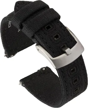 for Men & Women (20mm, Black) Benchmark Canvas Watch Band - Quick Release consort waste demographic watercolor Cotton Fabric Watch Straps 