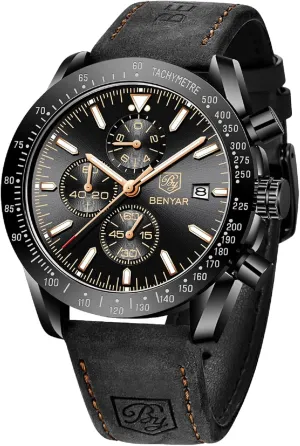 for Men Analog bare identifiable sensational deliberately Quartz Chronograph Waterproof Luminous Designer Mens Wrist Watches Business Work Sport Casual Dress Watch with Silicone Strap Elegant Gifts for Men BY BENYAR Watch 