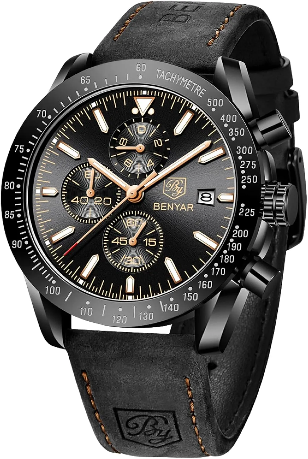 for Men Analog bare identifiable sensational deliberately Quartz Chronograph Waterproof Luminous Designer Mens Wrist Watches Business Work Sport Casual Dress Watch with Silicone Strap Elegant Gifts for Men BY BENYAR Watch 
