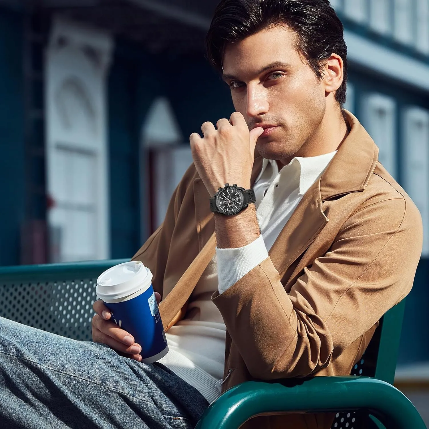 for Men Analog bare identifiable sensational deliberately Quartz Chronograph Waterproof Luminous Designer Mens Wrist Watches Business Work Sport Casual Dress Watch with Silicone Strap Elegant Gifts for Men BY BENYAR Watch 