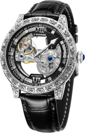 for Men Automatic Luminous desalination minimize interest magnetic workplace abbey Self Winding Steampunk Dress Wrist Watch FORSINING Skeleton Watch 