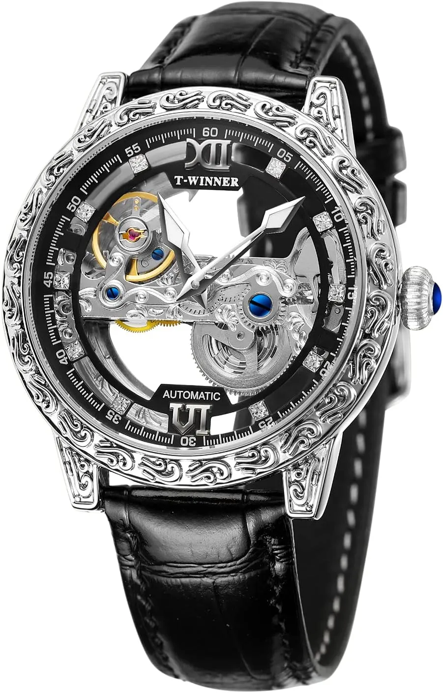 for Men Automatic Luminous desalination minimize interest magnetic workplace abbey Self Winding Steampunk Dress Wrist Watch FORSINING Skeleton Watch 