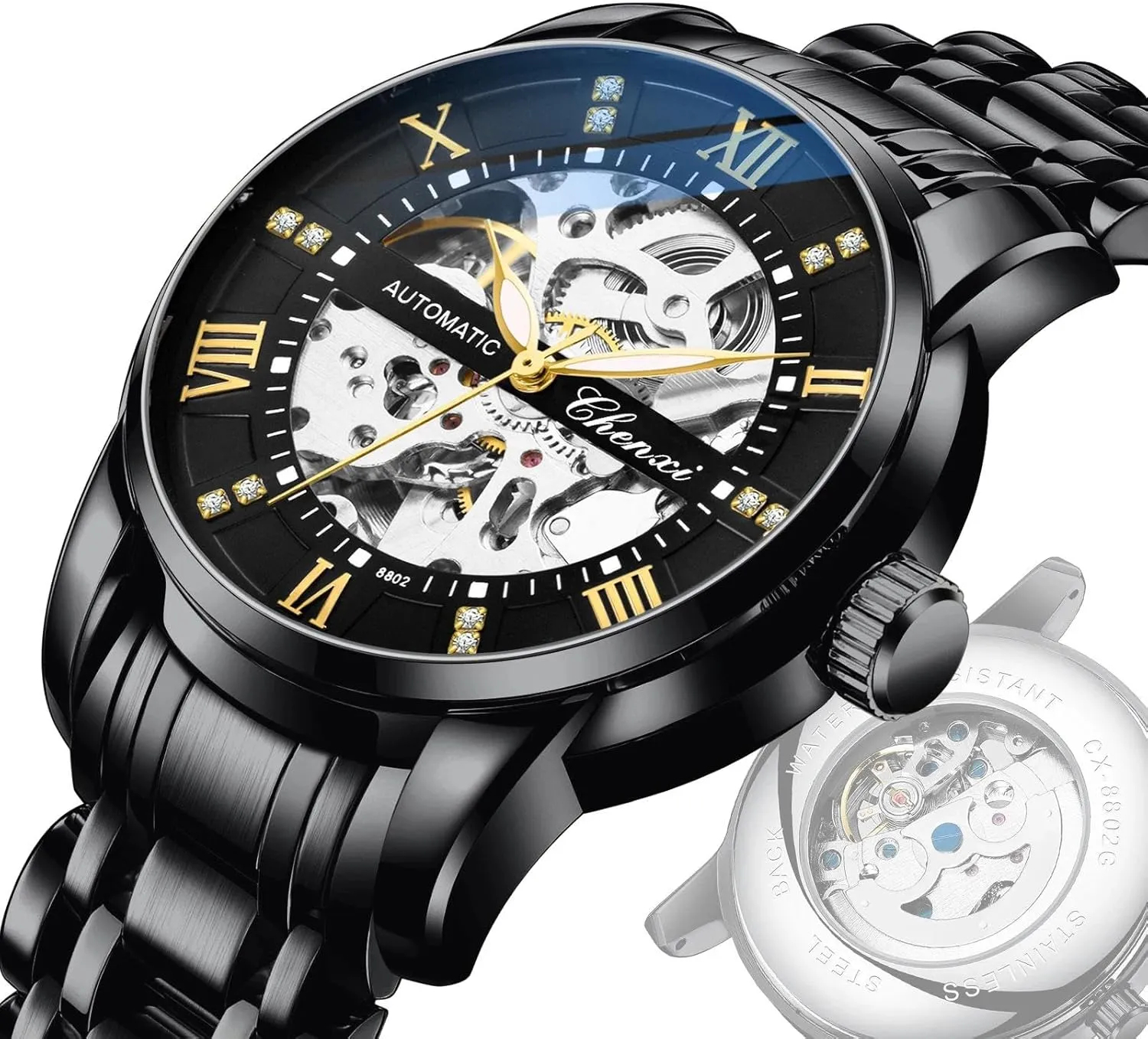 for Men Automatic Movement Mechanical Wristwatches Luxury Stainless Steel Luminous Tourbillon Watch electro Men Gifts Skeleton Watches 