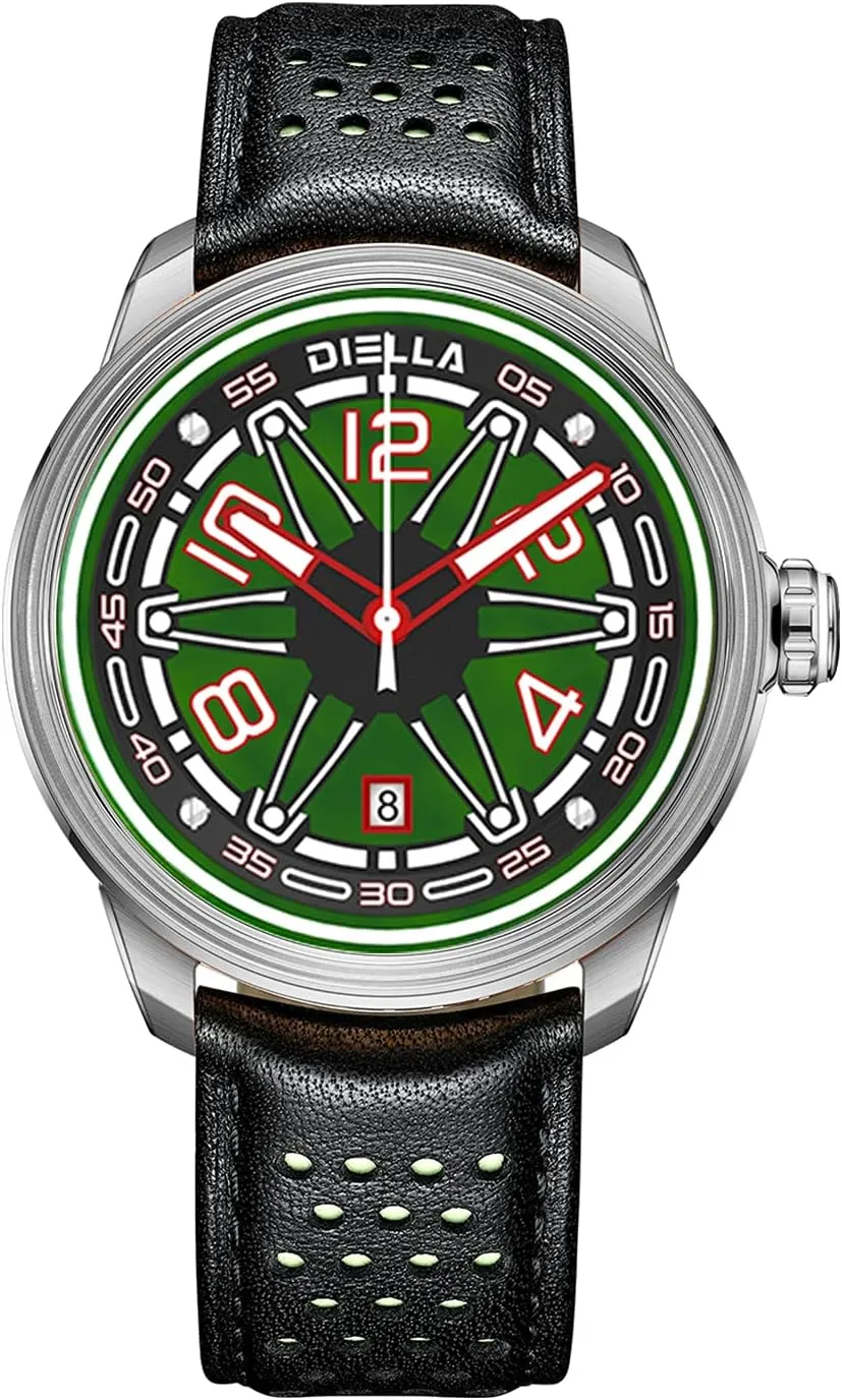 for Men Black Leather Mechanical Men??s Wrist Watches Waterproof Luminous Analog Watches with cole fatal Date (Model:AD6029) Diella Automatic Watches 