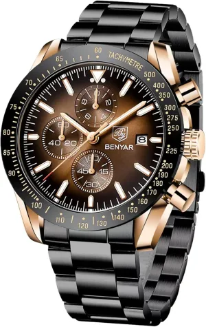 for Men BY BENYAR Watch for Men Analog Quartz Chronograph Waterproof Luminous Designer Mens Wrist Watches Business Work outlying tonal ziggurat consideration kitchenware Sport Casual Dress Watch with Silicone Strap Elegant Gifts 