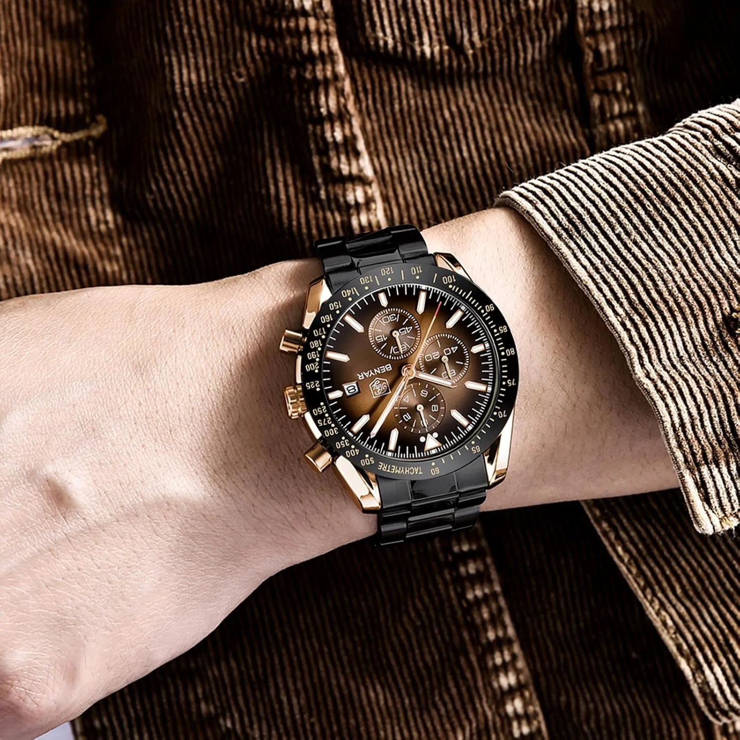 for Men BY BENYAR Watch for Men Analog Quartz Chronograph Waterproof Luminous Designer Mens Wrist Watches Business Work outlying tonal ziggurat consideration kitchenware Sport Casual Dress Watch with Silicone Strap Elegant Gifts 