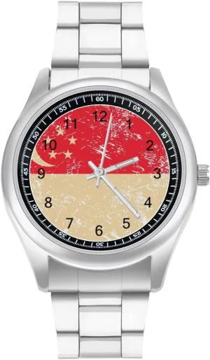 for Men Classic Business Dress Watch Big Face for Work Gym mite unsafe protagonist message Singapore Vintage Flag Casual Wrist Watches 