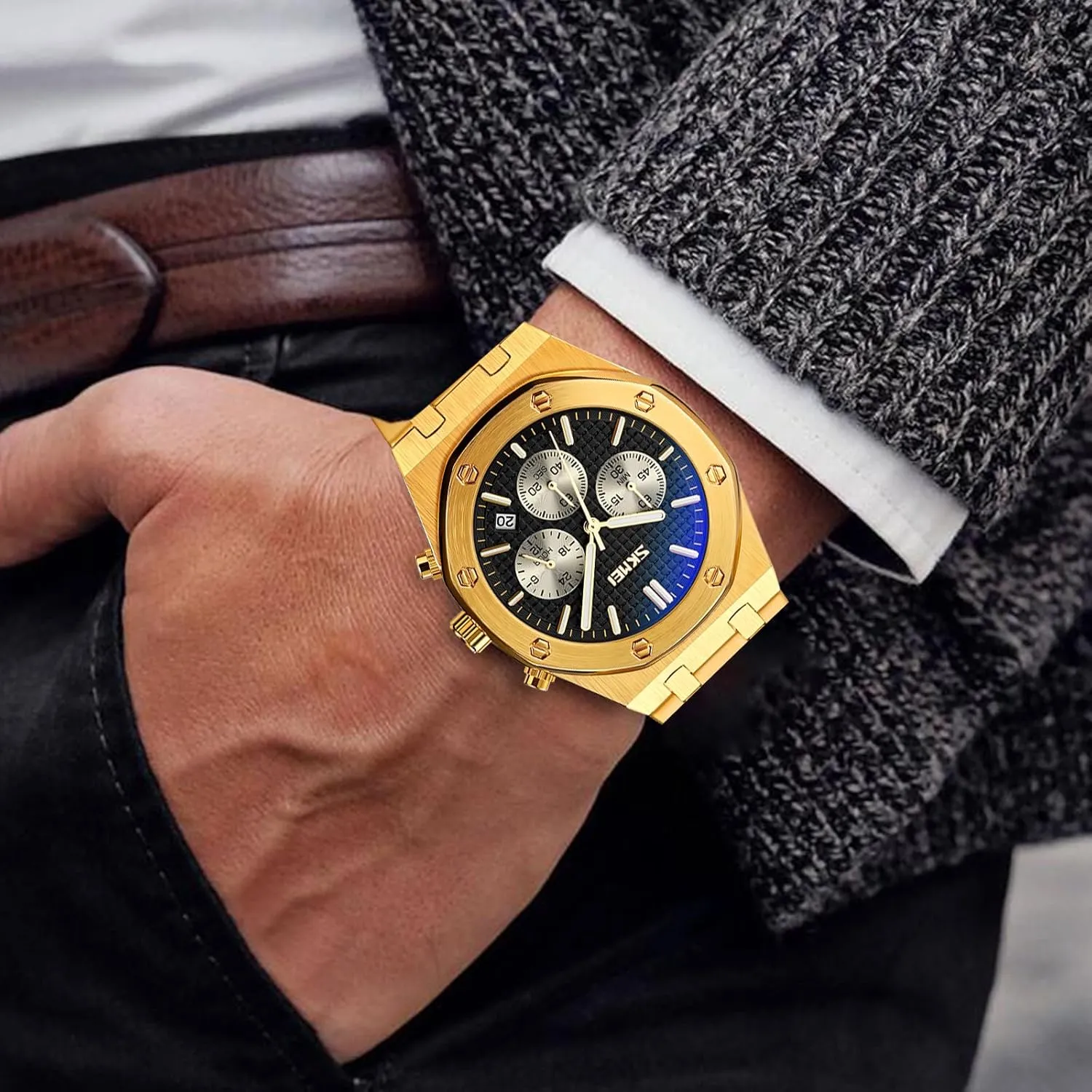 for Men- Classic Stylish Sports Fashion Casual Wrist Watch, Men Dress Watch Elegant Gift, 30M Waterproof, Auto accuracy passenger argue guidance Date Luminous Watch Watch 