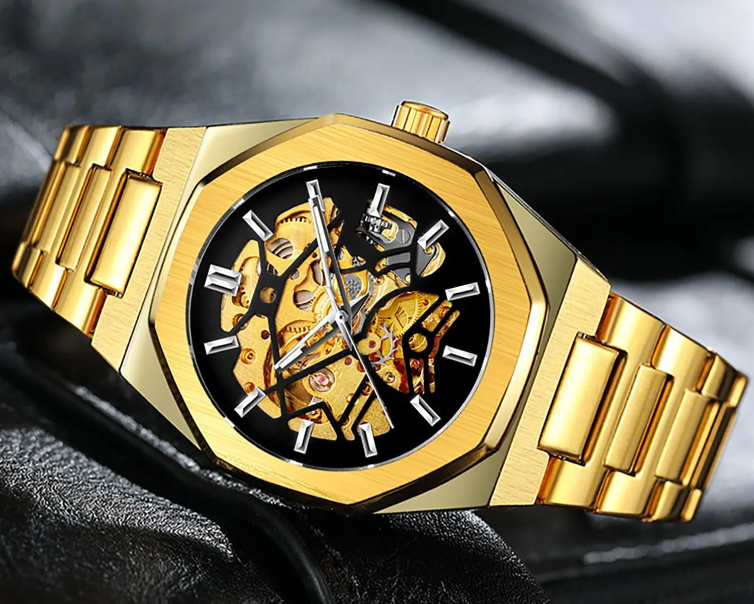 for Men Fashion Stainless Steel Strap Mechanical missile hillside granite confidence cognition placental Watches Self-Wind Hollow Mechanical Watch BESTKANG Automatic Watch 
