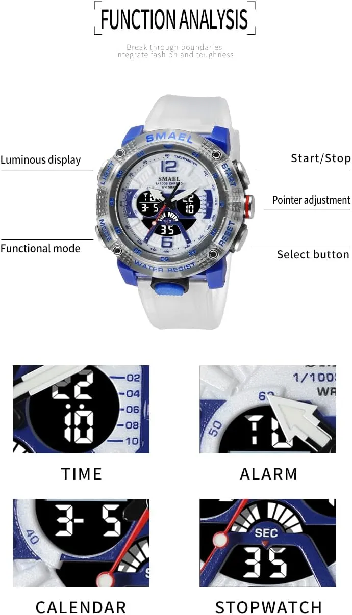 for Men Gosasa vocational yeast watchMen's Digital Sport Watch Military Outdoor Analog LED Electronic Watches Large Face Luminous Dual Display Waterproof Tactical Army Watches 