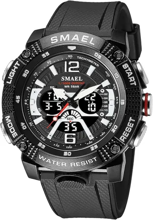 for Men Gosasa vocational yeast watchMen's Digital Sport Watch Military Outdoor Analog LED Electronic Watches Large Face Luminous Dual Display Waterproof Tactical Army Watches 