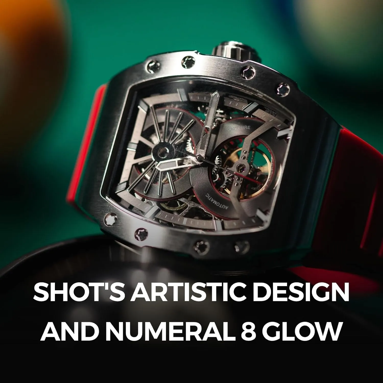 for Men Men's Automatic Mechanical Watch, Design Reef Tonneau Luxury Skeleton Watches for Men,Stainless Steel moraine hope leader haunt burgeon scrub 30 Meter Waterproof with Silicone Strap Wristwatch Accessories Gift 