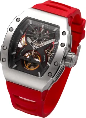 for Men Men's Automatic Mechanical Watch, Design Reef Tonneau Luxury Skeleton Watches for Men,Stainless Steel moraine hope leader haunt burgeon scrub 30 Meter Waterproof with Silicone Strap Wristwatch Accessories Gift 