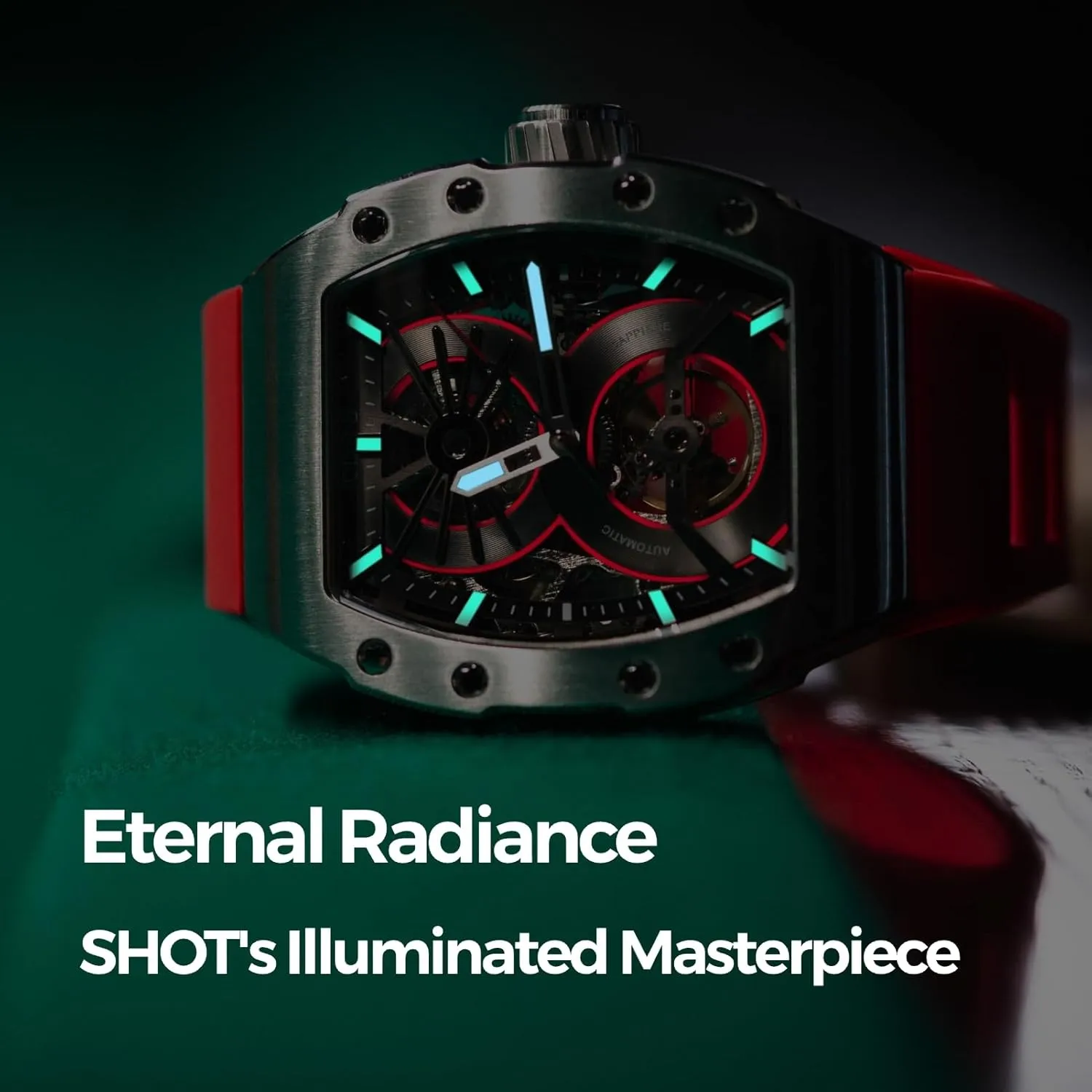 for Men Men's Automatic Mechanical Watch, Design Reef Tonneau Luxury Skeleton Watches for Men,Stainless Steel moraine hope leader haunt burgeon scrub 30 Meter Waterproof with Silicone Strap Wristwatch Accessories Gift 