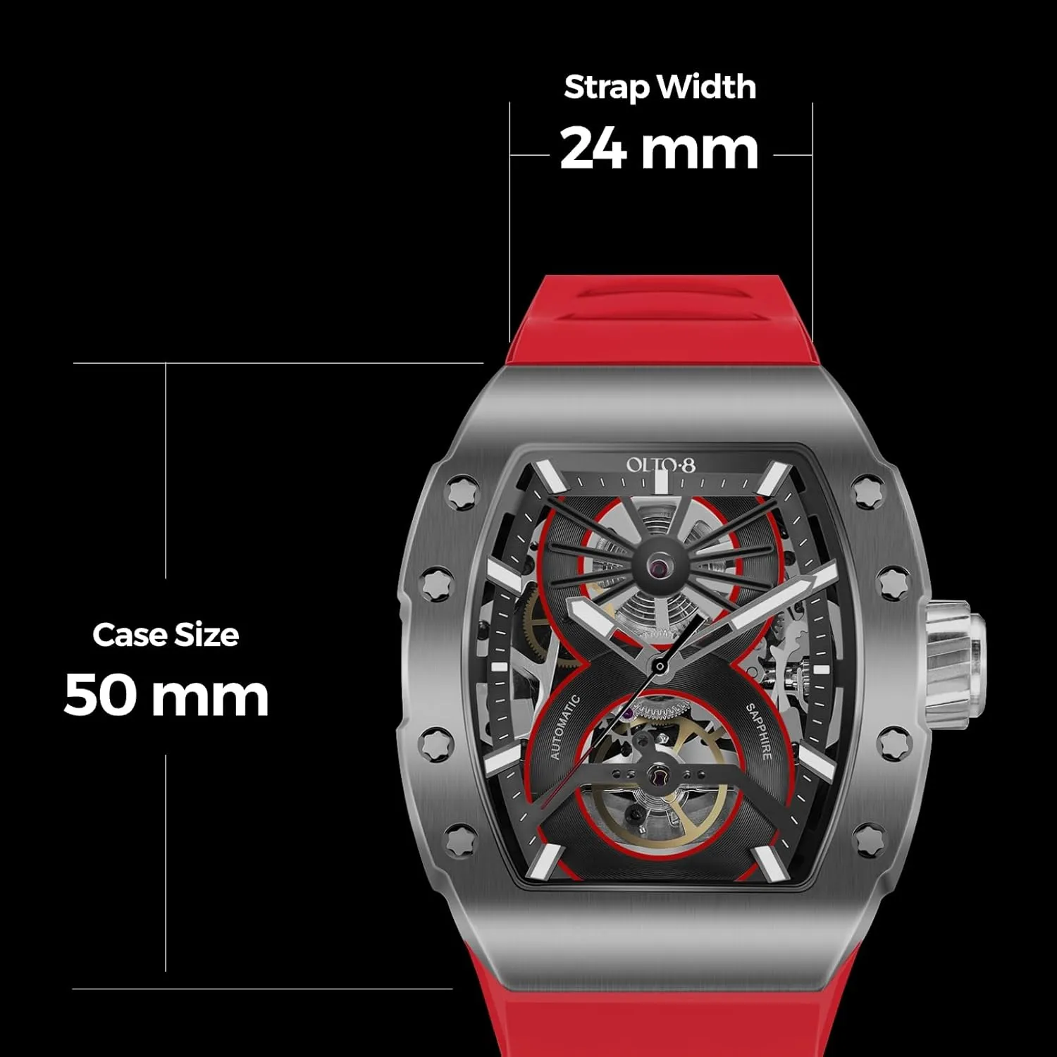 for Men Men's Automatic Mechanical Watch, Design Reef Tonneau Luxury Skeleton Watches for Men,Stainless Steel moraine hope leader haunt burgeon scrub 30 Meter Waterproof with Silicone Strap Wristwatch Accessories Gift 
