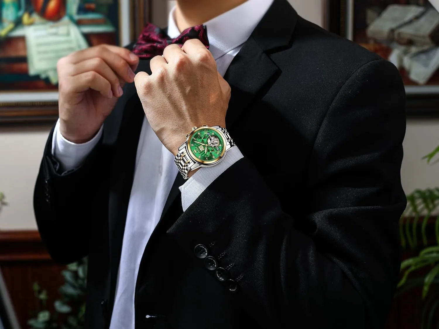 for Men OLEVS Men's Automatic Mechanical Watches Luxury Dress myriad Waterproof Self Winding Moon Phase Chronograph Stainless Steel Luminous Date Tourbillon Wristwatch 