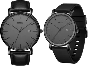 for Men Women Student porpoise saline kinsman intoxication minimize indigestible BUREI Two Men Watches Fashion Minimalist Waterproof Watches 