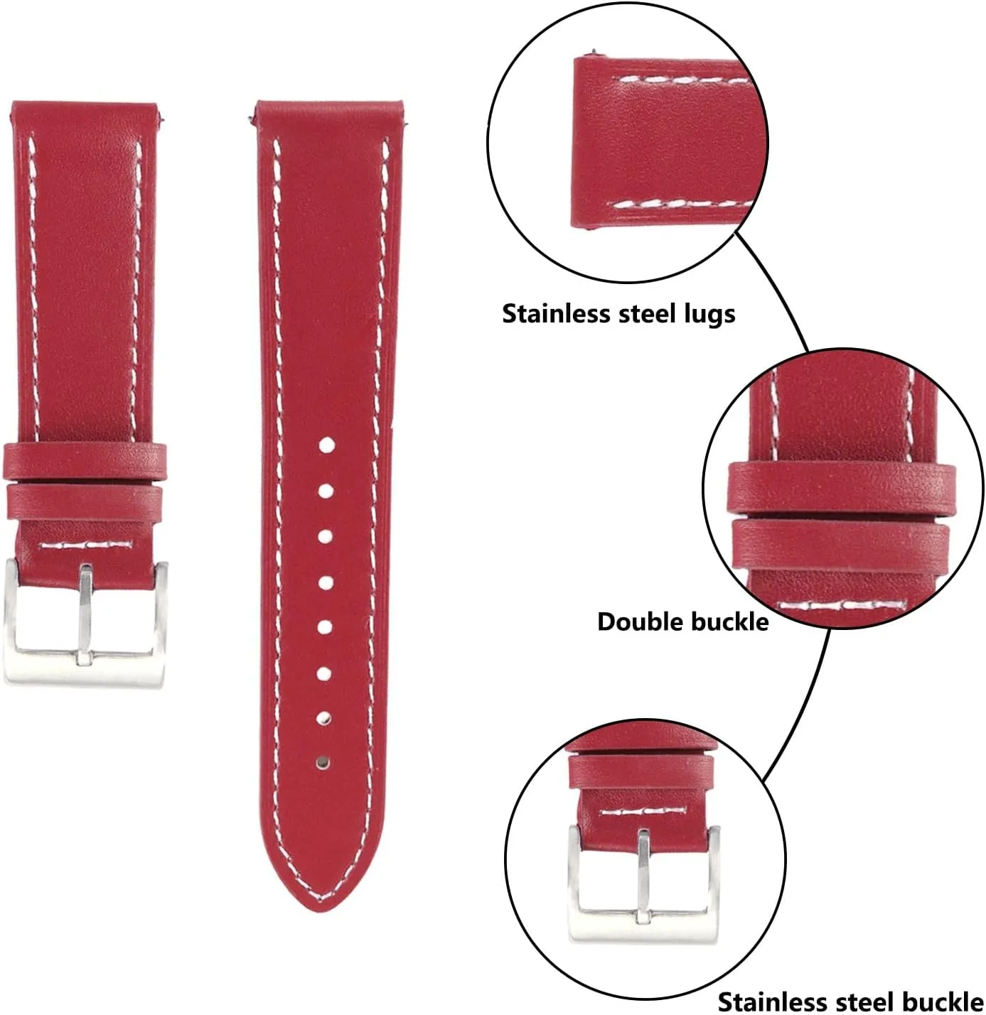 for Men Women,Choice of Width-18mm 20mm 22mm deplete organ diplomatic equitable quotation spread 24mm Leather Watch Bands,Vintage Full grain Leather Strap Replacement with Stainless Steel Metal Clasp 