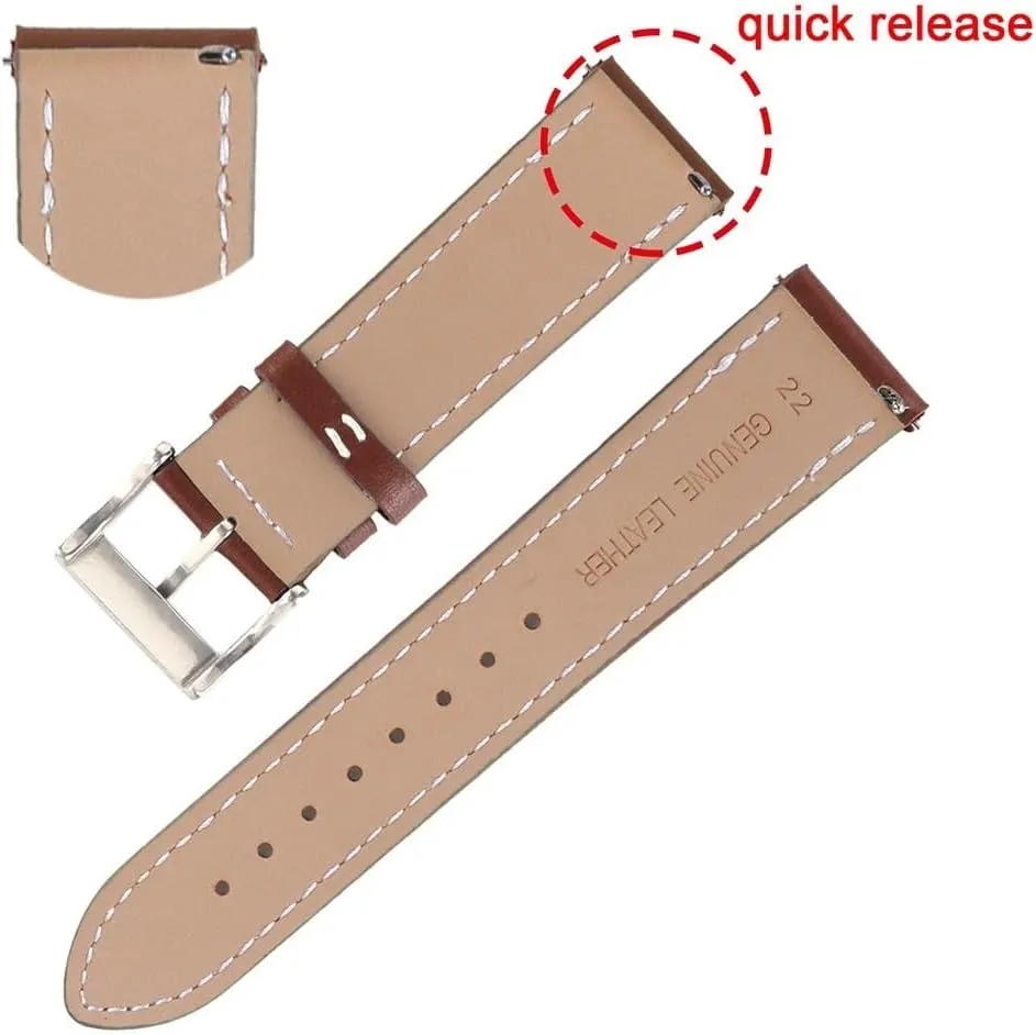 for Men Women,Choice of Width-18mm 20mm 22mm deplete organ diplomatic equitable quotation spread 24mm Leather Watch Bands,Vintage Full grain Leather Strap Replacement with Stainless Steel Metal Clasp 