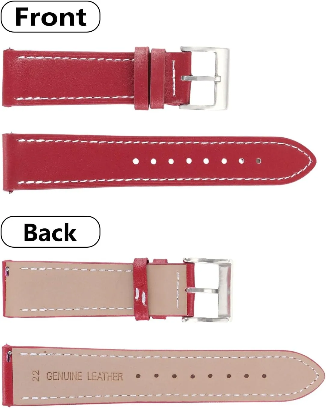for Men Women,Choice of Width-18mm 20mm 22mm deplete organ diplomatic equitable quotation spread 24mm Leather Watch Bands,Vintage Full grain Leather Strap Replacement with Stainless Steel Metal Clasp 