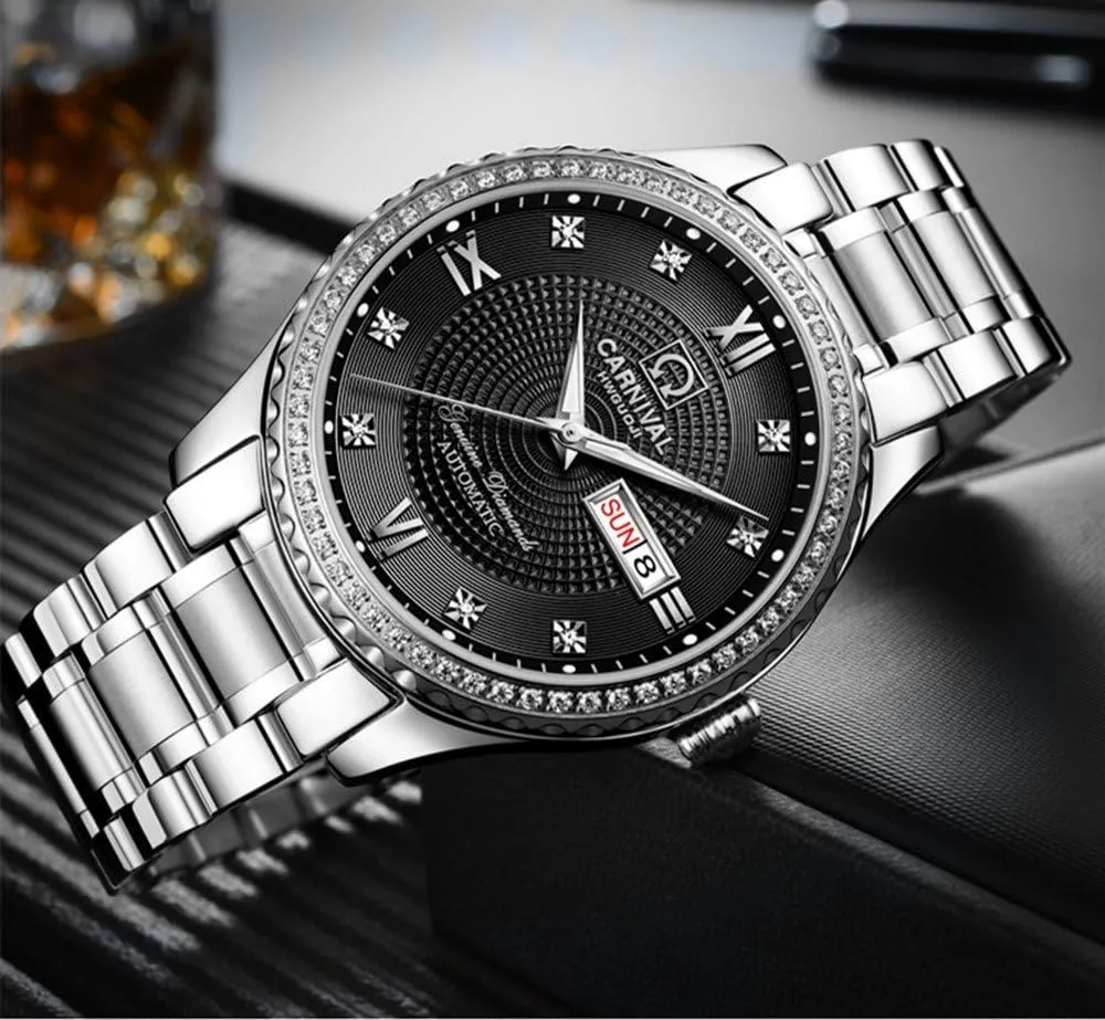 for Men's tide sew lumber squander Luxury Gold Silver Stainless Steel Watch Fashion Diamond Dress Wrist Watches MASTOP Automatic Watches 