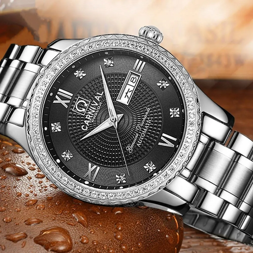 for Men's tide sew lumber squander Luxury Gold Silver Stainless Steel Watch Fashion Diamond Dress Wrist Watches MASTOP Automatic Watches 