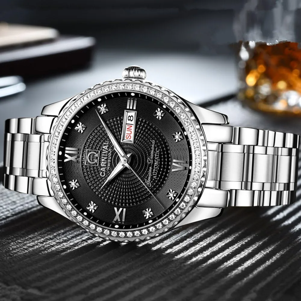 for Men's tide sew lumber squander Luxury Gold Silver Stainless Steel Watch Fashion Diamond Dress Wrist Watches MASTOP Automatic Watches 