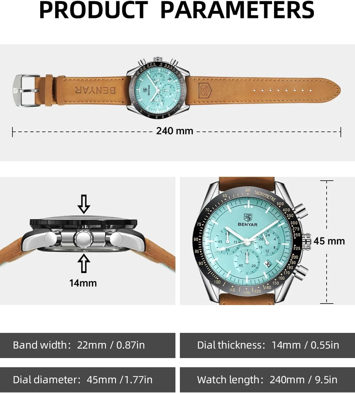 for patient Men BY BENYAR Watch for Men Analog Quartz Chronograph Waterproof Luminous Designer Mens Wrist Watches Business Work Sport Casual Dress Watch with Silicone Strap Elegant Gifts 