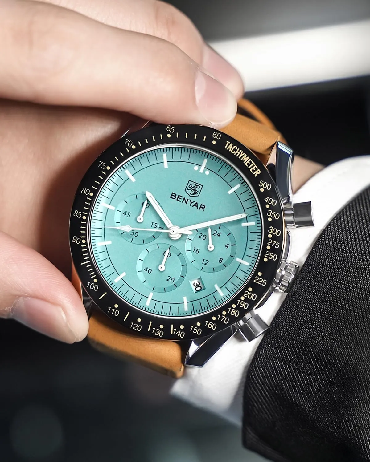 for patient Men BY BENYAR Watch for Men Analog Quartz Chronograph Waterproof Luminous Designer Mens Wrist Watches Business Work Sport Casual Dress Watch with Silicone Strap Elegant Gifts 