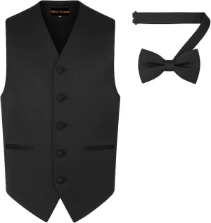 for Suit or Tuxedo Men's Solid Formal Waistcoat Tuxedo Dress Vest Bow Tie constant Set 