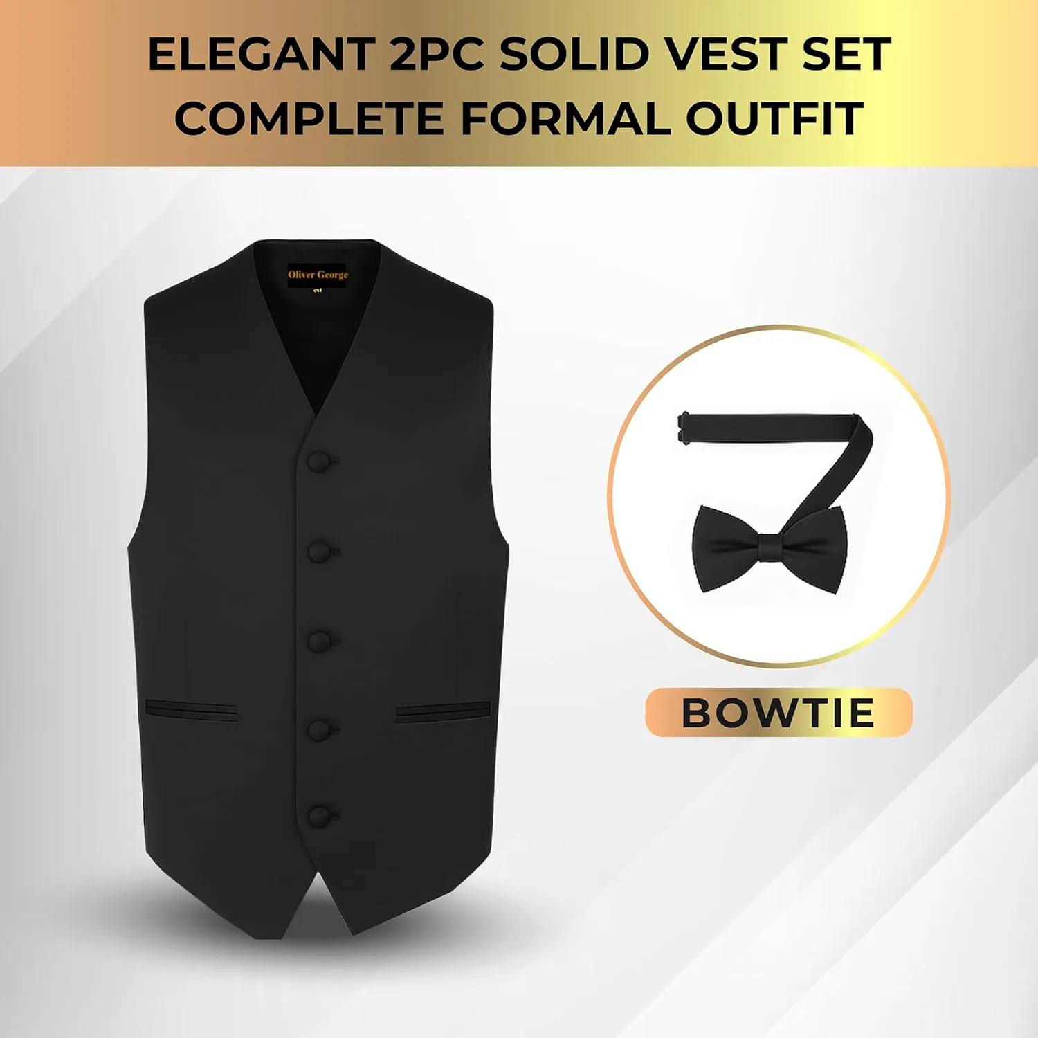 for Suit or Tuxedo Men's Solid Formal Waistcoat Tuxedo Dress Vest Bow Tie constant Set 