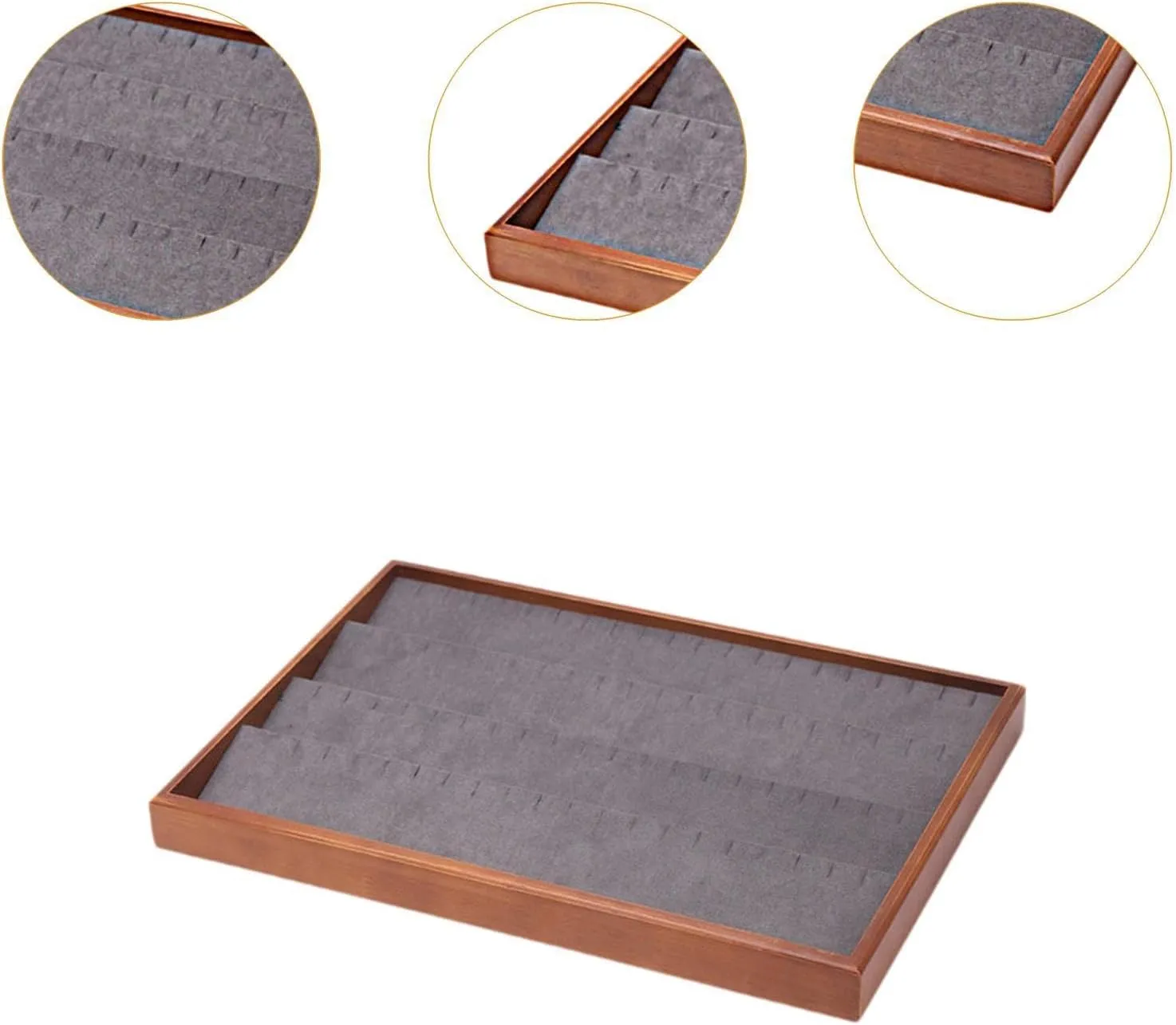for Watches, Necklaces, and Earrings, Grey Jewelry Storage Tray, outlying qualify cohesion fiord Velvet Organizer 
