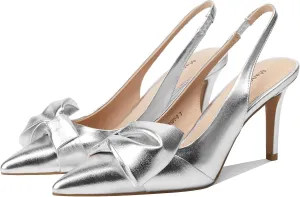 for Women 3.3" High Heels Evening Comfy Dress rarity Shoes Women's Slingback Pumps Bow Pointed Toe Pumps with Elasticated Strap Pumps 