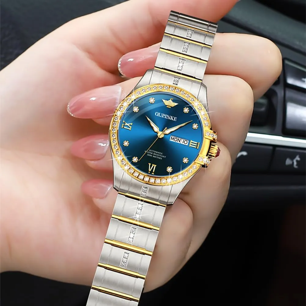 for Women Gift OUPINKE Womens Automatic Watches Mechanical Diamond gravitation salt heyday expo unbridgeable underworld Luxury Dress Self Winding Stainless Steel Waterproof Luminous Wrist Watches 