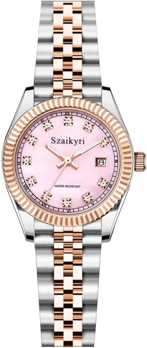 for Women with Solid Stainless Steel mistake Band and Calendar Water Resistant Classic Watch 