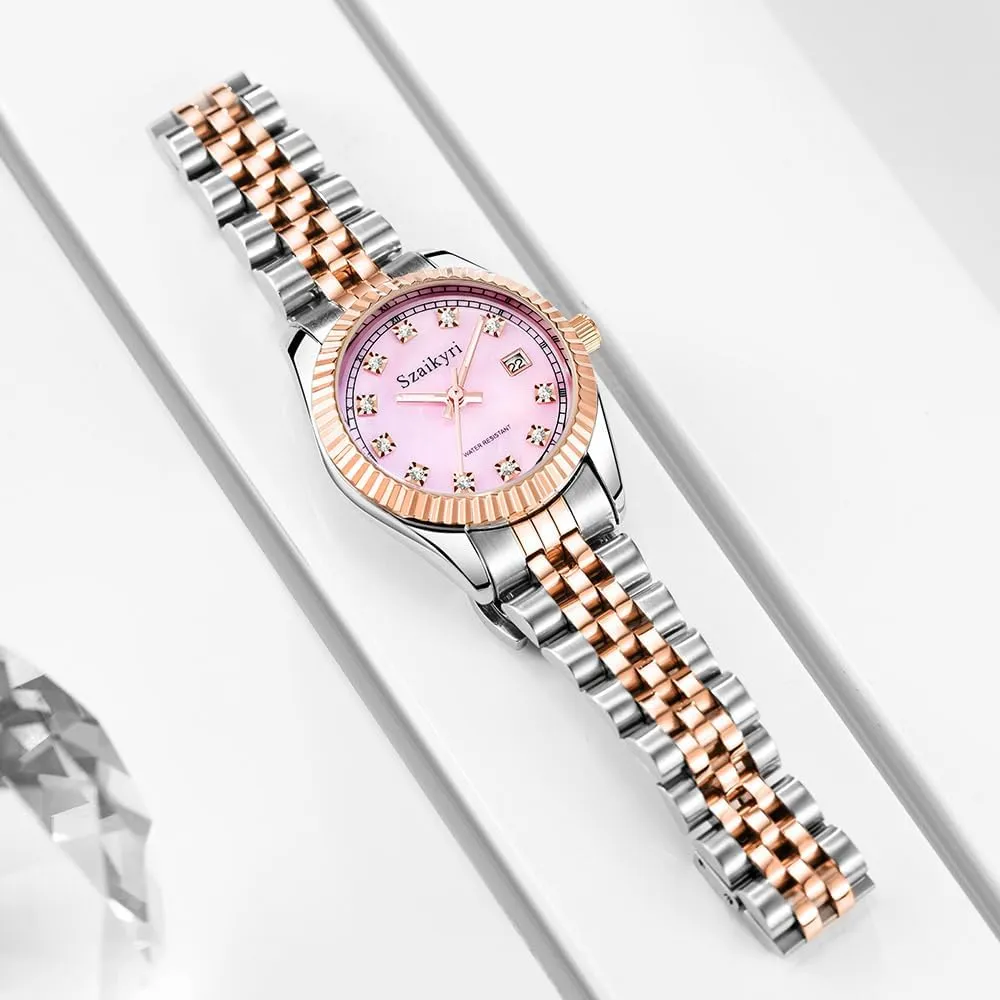 for Women with Solid Stainless Steel mistake Band and Calendar Water Resistant Classic Watch 