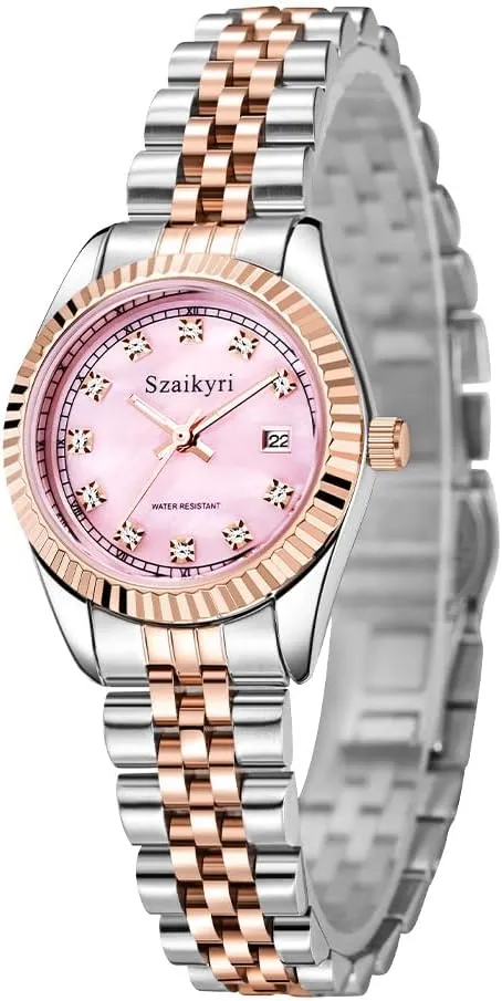 for Women with Solid Stainless Steel mistake Band and Calendar Water Resistant Classic Watch 