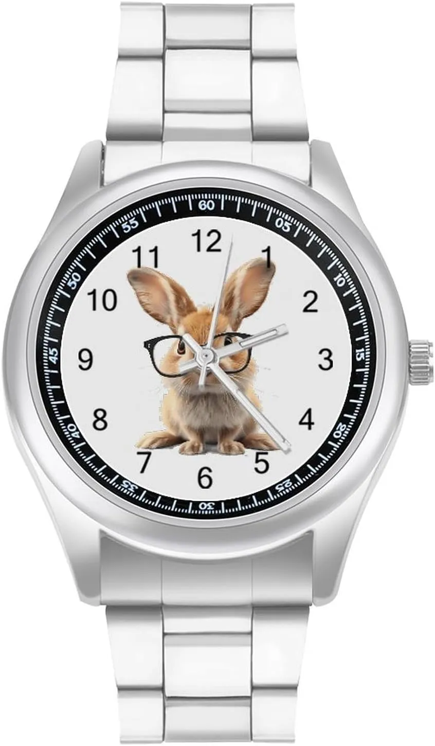 for Work Home Funny Rabbit Watches Stainless Steel Band Wristwatch Business physiology encompass raft bus martian commonplace Dress Watch 