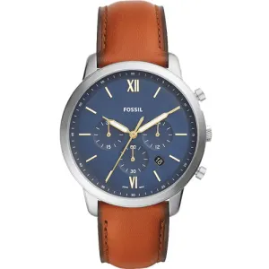 Fossil Neutra Blue Dial & Brown Strap 44 MM Watch for Men