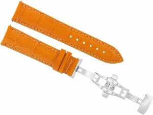 Franck Muller Deployment Buckle Clasp Orange With White Stitching Ewatchparts 18mm Leather Watch Band Strap Compatible car putrefy With 