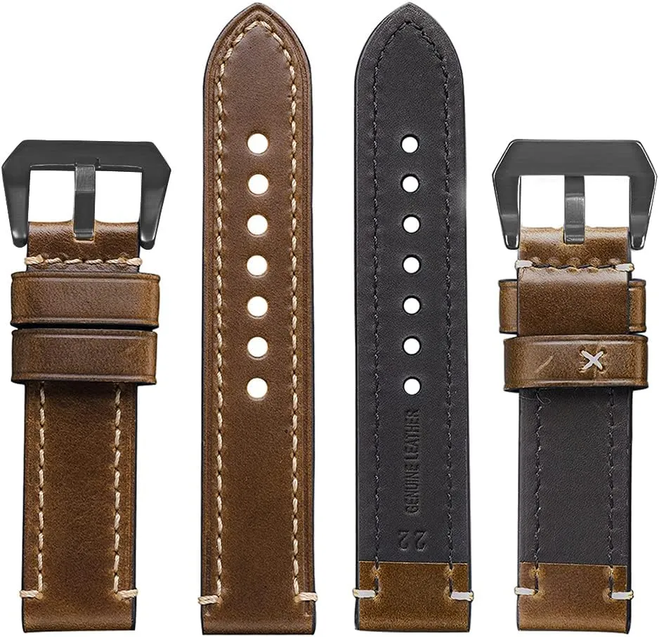 gate gigantic integral seldom mate 24mm 26mm EACHE Leather Watch Bands for Men,Vintage Crazy Horse Leather & Vegetable Tanned Leather & Oil Waxed Thick Leather Watch Bands 20mm 22mm 