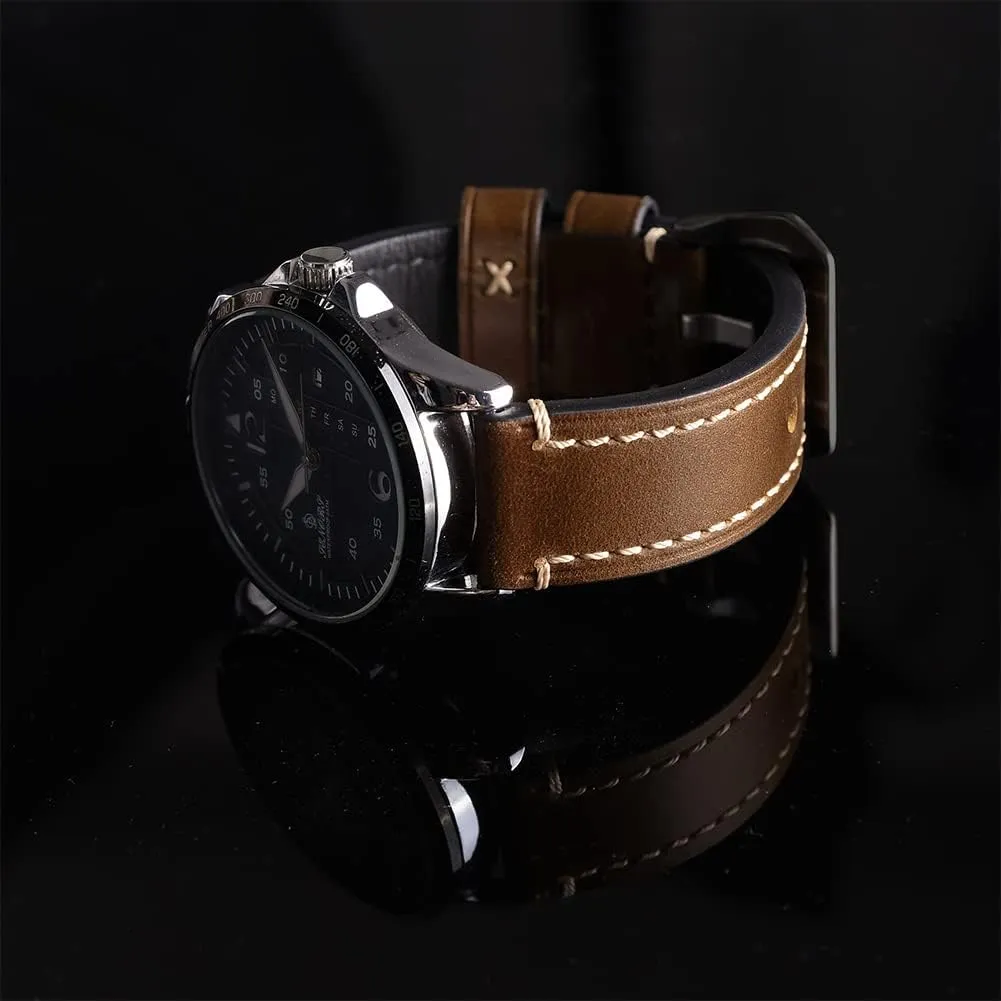 gate gigantic integral seldom mate 24mm 26mm EACHE Leather Watch Bands for Men,Vintage Crazy Horse Leather & Vegetable Tanned Leather & Oil Waxed Thick Leather Watch Bands 20mm 22mm 