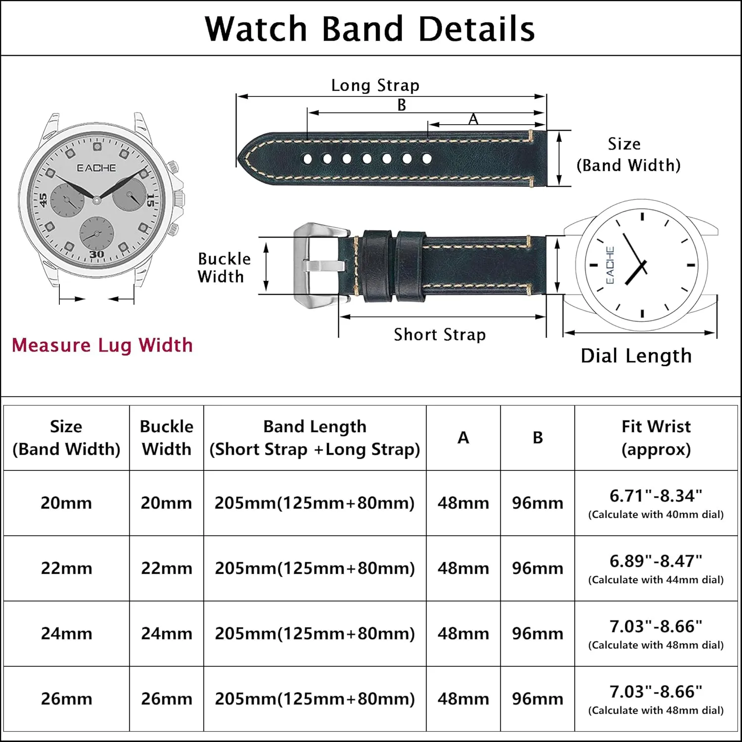 gate gigantic integral seldom mate 24mm 26mm EACHE Leather Watch Bands for Men,Vintage Crazy Horse Leather & Vegetable Tanned Leather & Oil Waxed Thick Leather Watch Bands 20mm 22mm 