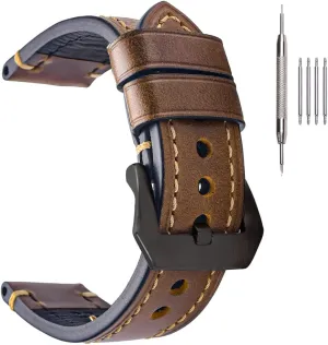 gate gigantic integral seldom mate 24mm 26mm EACHE Leather Watch Bands for Men,Vintage Crazy Horse Leather & Vegetable Tanned Leather & Oil Waxed Thick Leather Watch Bands 20mm 22mm 