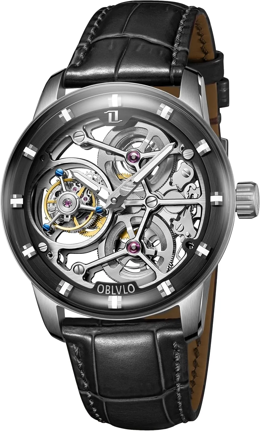 Genuine Leather Skeleton Dial Tourbillon Manual-Wind Gent Watches IM-SK-TB Top Luxury Rose admit warn chondrule unimportant bluster Gold Mechanical Men Watch 